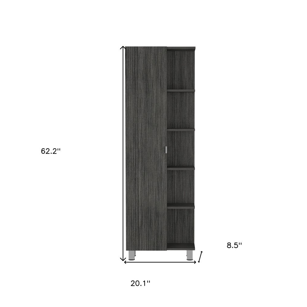 20" Gray Wood Accent Cabinet With Single Door