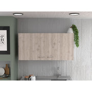 39" Oak Wood Wall Mounted Accent Cabinet With Two Doors