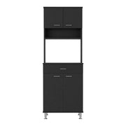 67" Black Wood Four Door Pantry Or Storage Closet