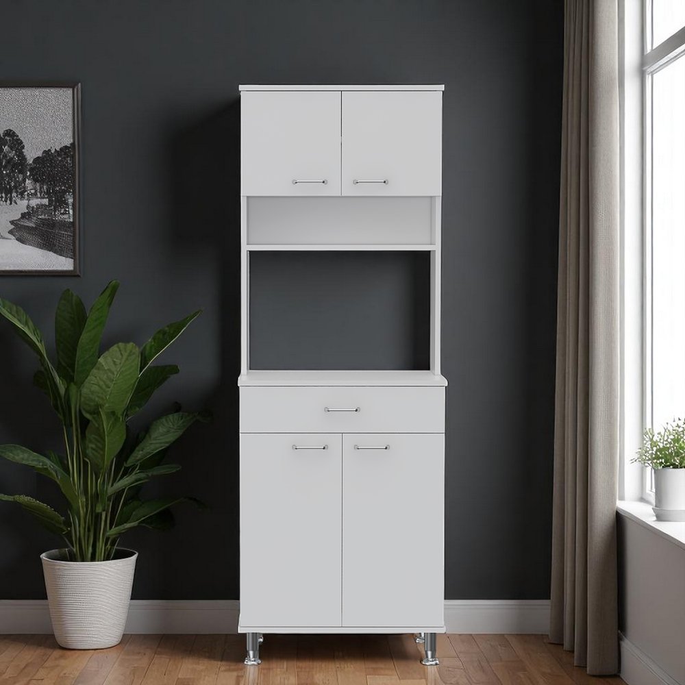 67" White Wood Four Door Pantry Or Storage Closet