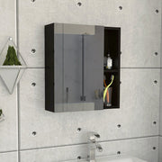 18" Black Wood Floating Single Door Bathroom Vanity And Medicine Cabinet With Mirror