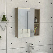 18" Natural Wood Floating Single Door Bathroom Vanity And Medicine Cabinet With Mirror