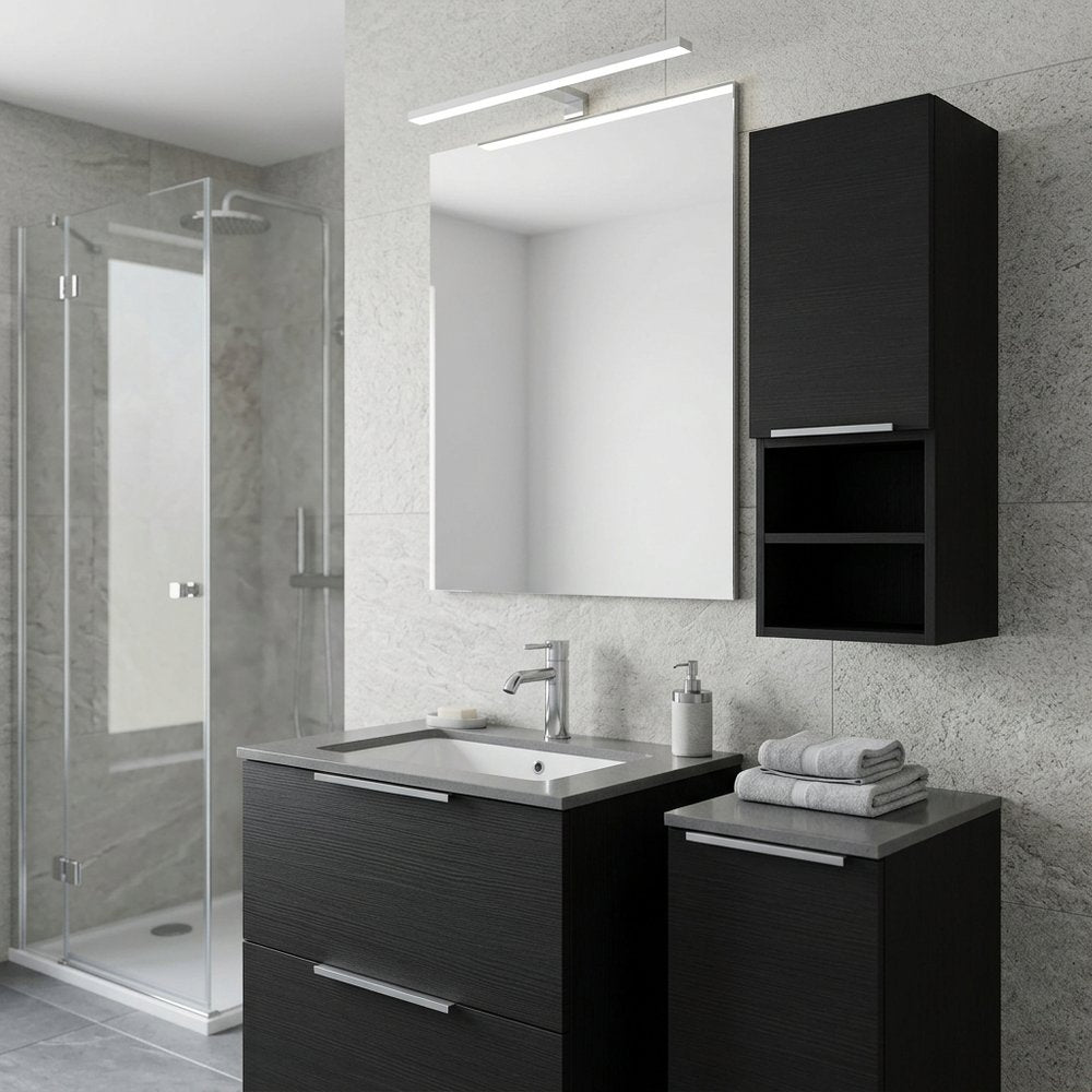 12" Black Laminate Accent Cabinet With Three Shelves