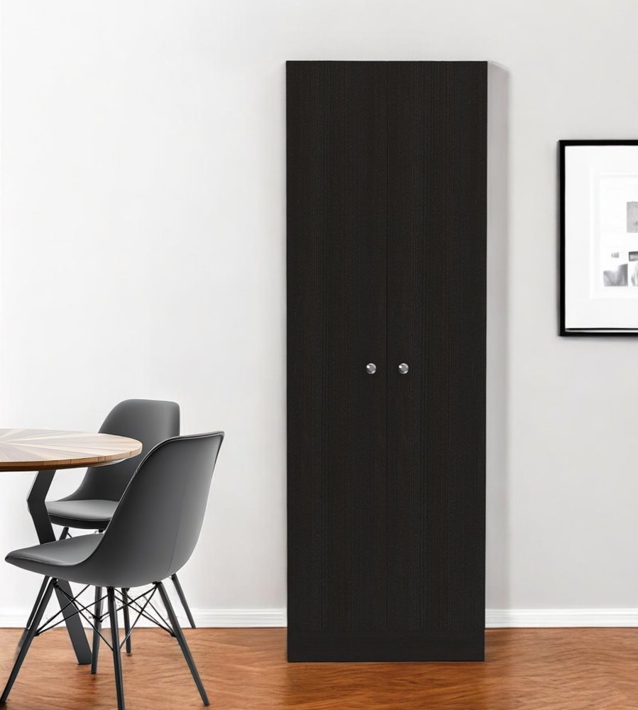 71" Black Wood Pantry Or Storage Closet