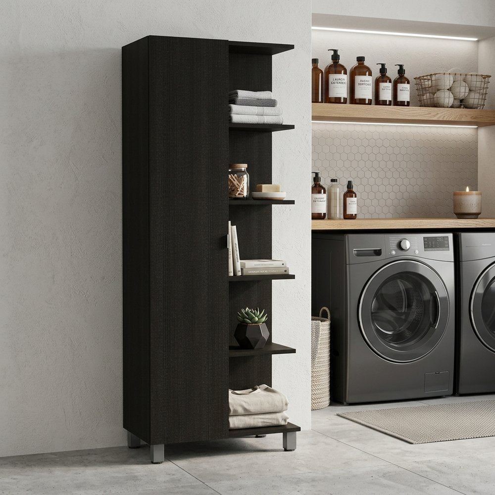 20" Black Wood Freestanding Single Door Bathroom Vanity