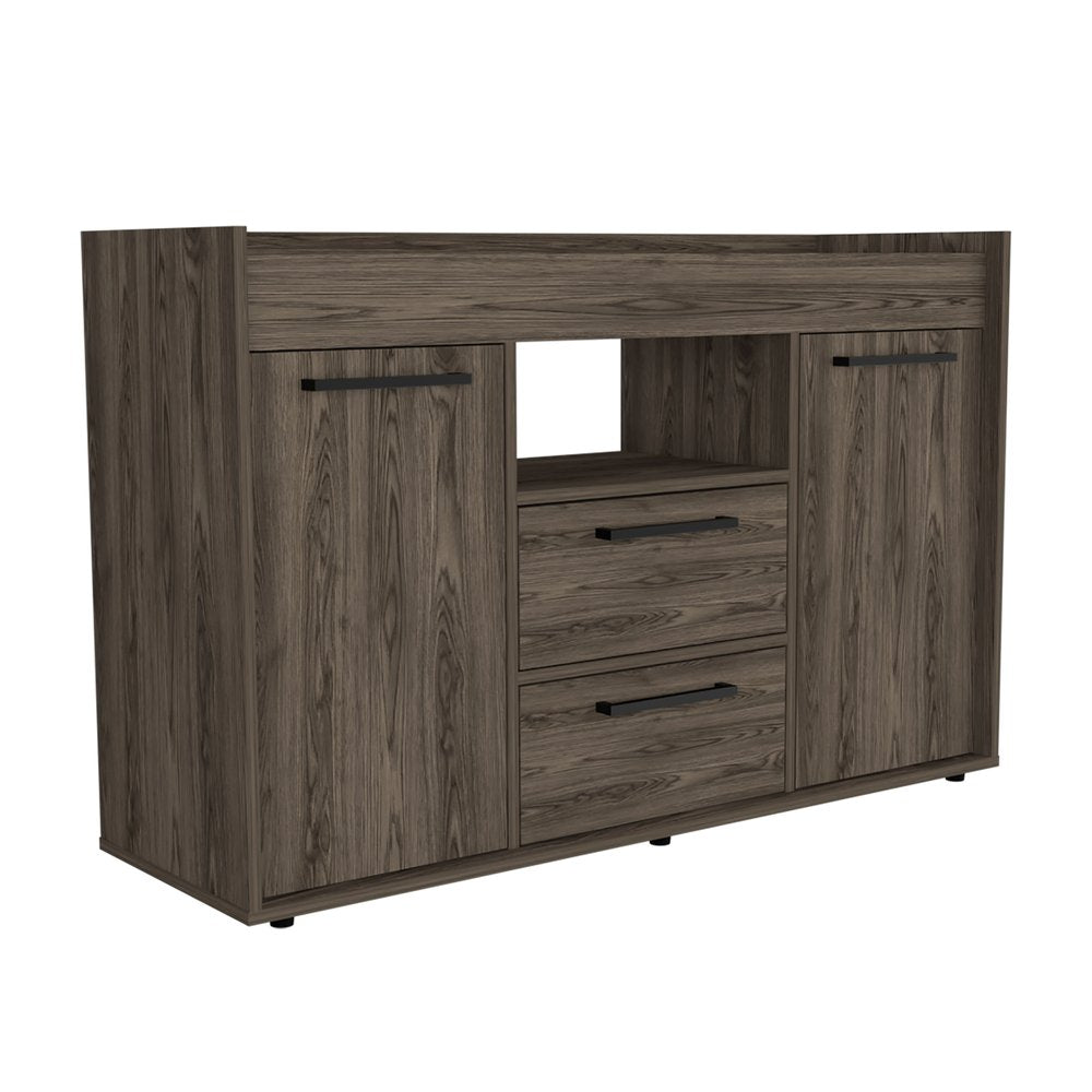 47" Dark Brown Two Drawer with Two Doors