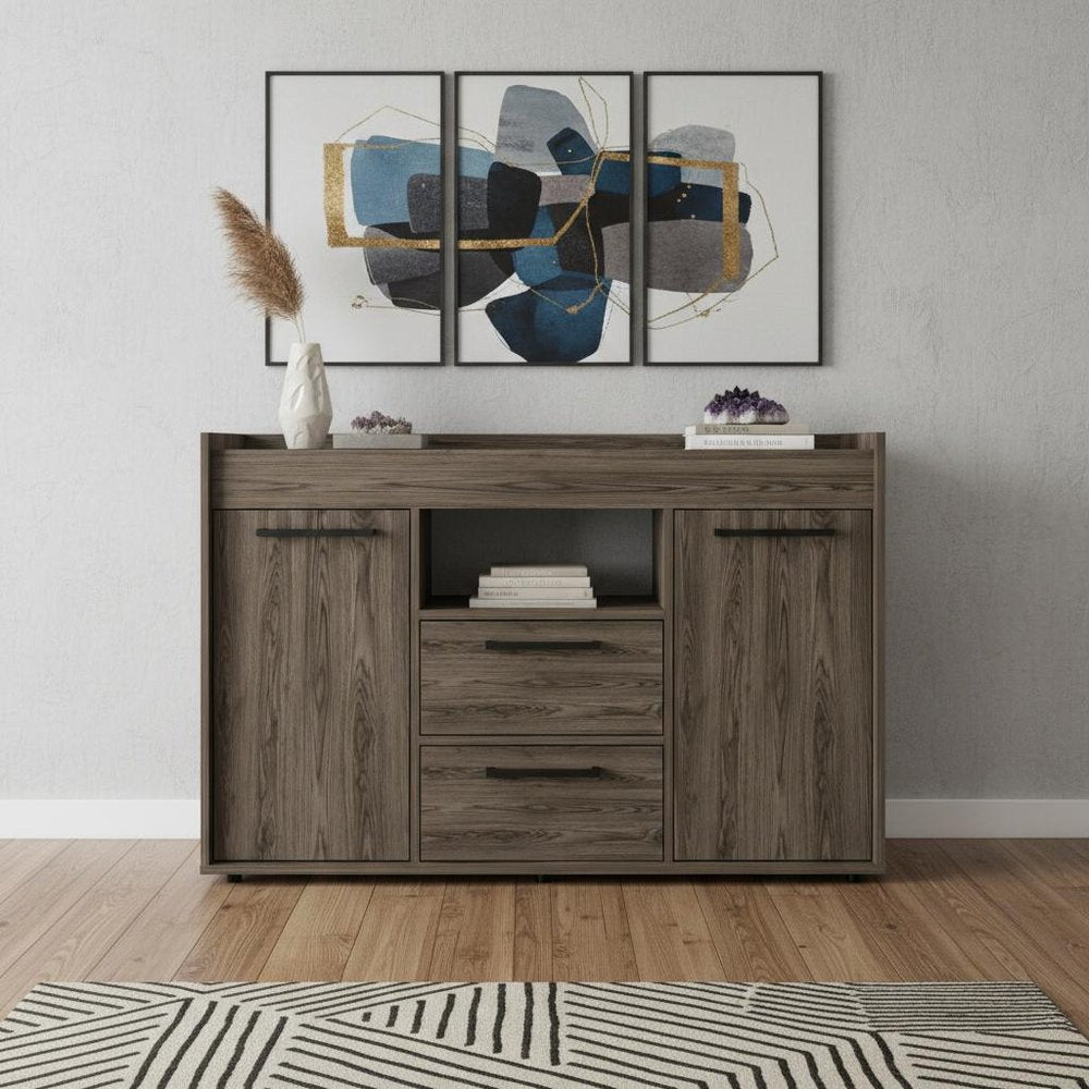 47" Dark Brown Two Drawer with Two Doors