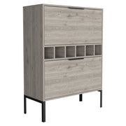 43" Light Gray and Black Wood Console Bar Cabinet With Two Doors