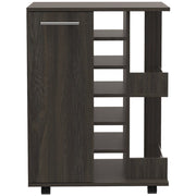 24" Espresso Wood Flat Door Rolling Kitchen Cart With Storage
