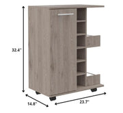 Light Gray Rolling Bar Cart With Wine Storage