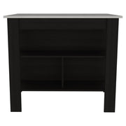 Black and Ivory 41" Kitchen Island With Storage