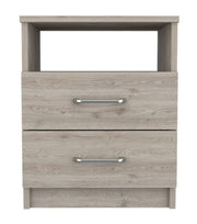 20" Light Gray Wood Two Drawer Nightstand