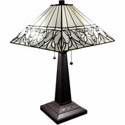 22" Dark Brown Metal Two Light Candlestick Table Lamp With White Shade