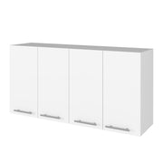 47" White Wood Wall Mounted Accent Chest With Four Doors