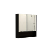 24" Black Wood Floating Double Door Bathroom Vanity And Medicine Cabinet With Mirror