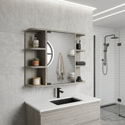24" Light Gray Wood Floating Double Door Bathroom Vanity And Medicine Cabinet With Mirror