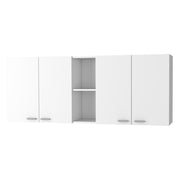 59" White Wood Wall Mounted Accent Cabinet With Four Doors
