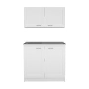 42" Black and White Wood Accent Cabinet Set With Four Doors