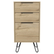 18" Brown And Black Wood Three Drawer Dresser