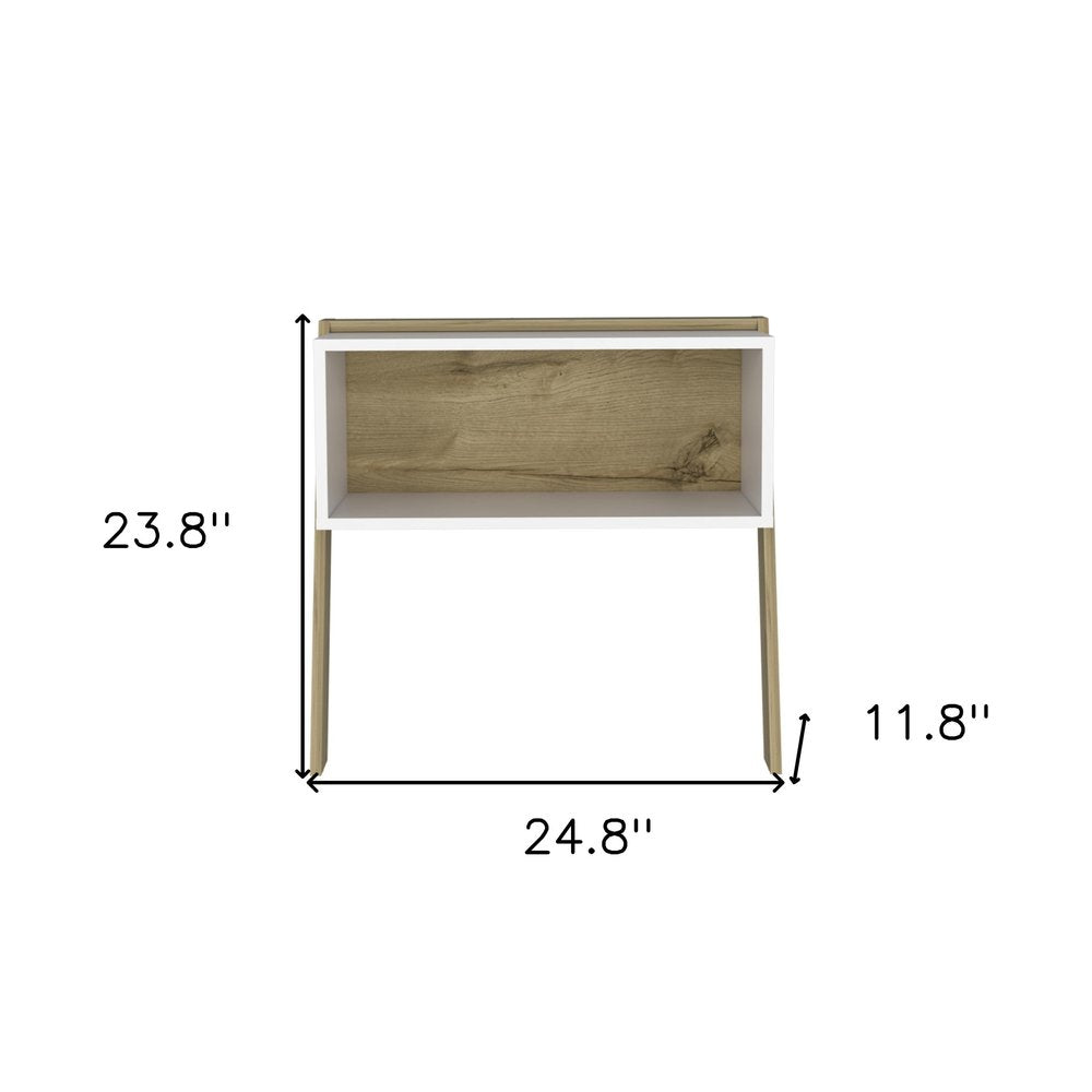 24" White and Oak Faux Wood Nightstand