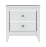24" White Wood Two Drawer Nightstand