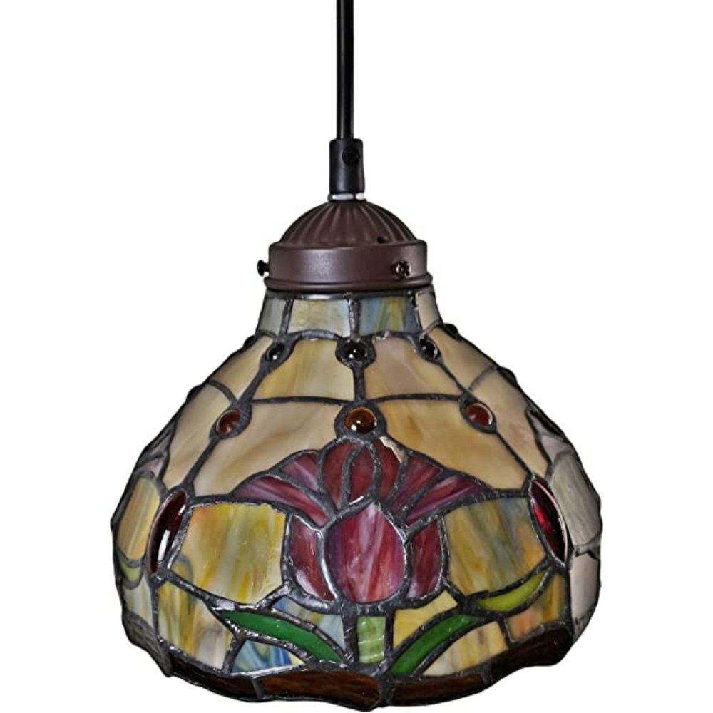 Red And White Unique Statement Glass and Tiffany Glass Dimmable Chandelier With Red And White Shades