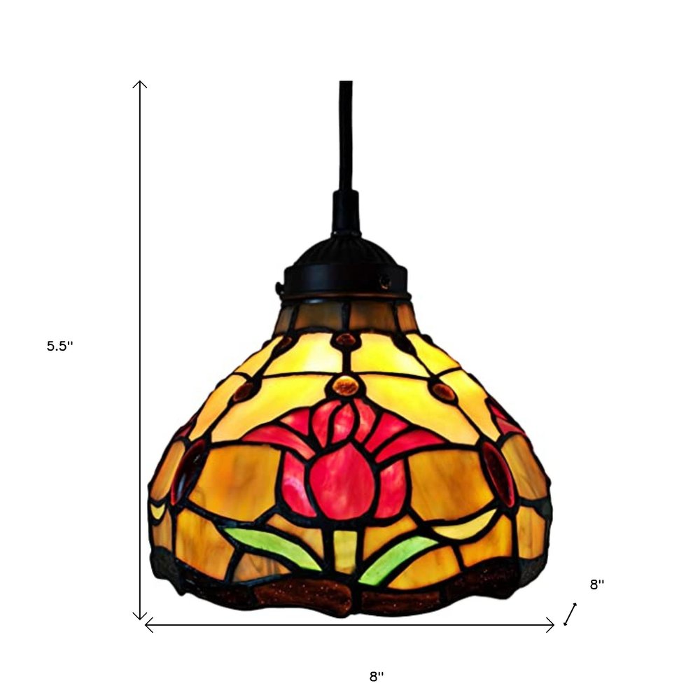 Red And White Unique Statement Glass and Tiffany Glass Dimmable Chandelier With Red And White Shades