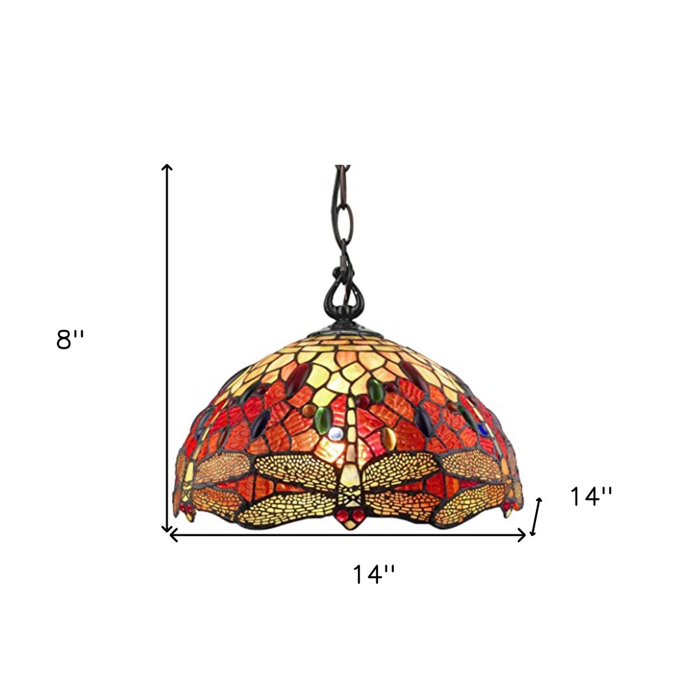 Red And White Unique Statement Two Light Glass Dimmable Chandelier With Red And White Shades