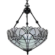 Black And White Unique Statement Two Light Glass Dimmable Chandelier With Black And White Shades