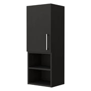 32" Black Wood Floating Single Door Bathroom Vanity And Medicine Cabinet
