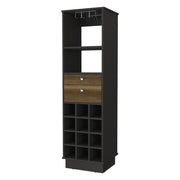 18" Black Wood and Solid Wood Bar Cabinet With Two Drawers