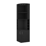 18" Black Wood Corner Bar Cabinet With Two Doors