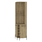 71" Natural Wood Corner Bar Cabinet With Two Doors