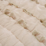 86" X 70" Natural Striped Cotton Quilt