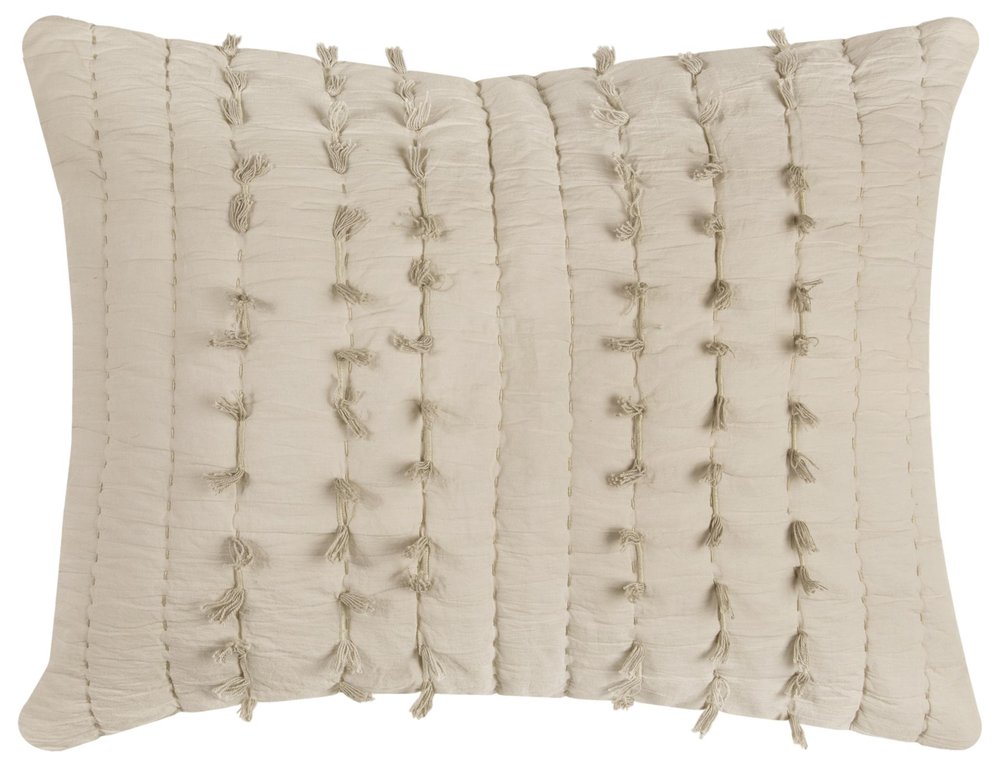 86" X 70" Natural Striped Cotton Quilt