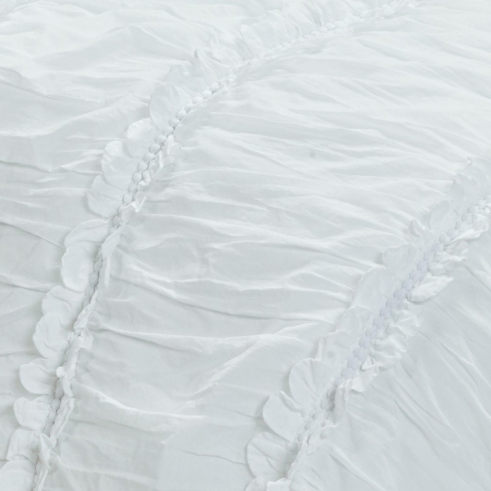 92" X 90" White Striped Cotton Quilt