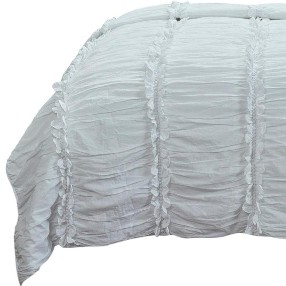 86" X 70" White Striped Cotton Quilt