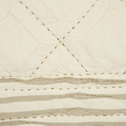 Ivory Geometric King Kantha Stitch Quilt With Shams