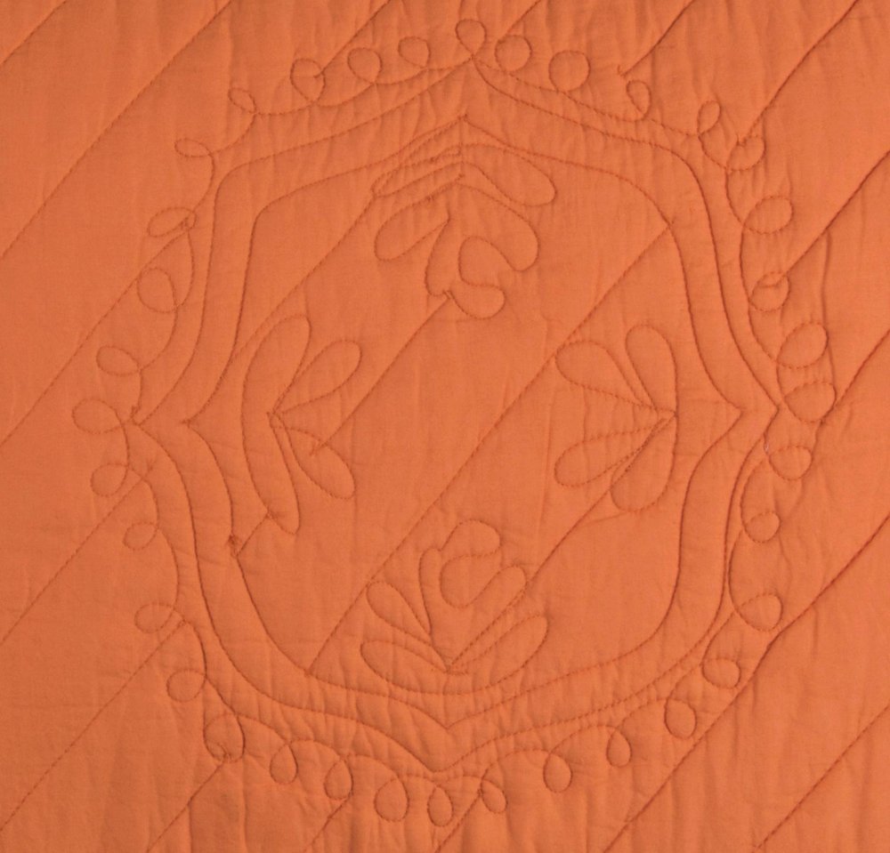 86" X 70" Orange Floral Cotton Quilt