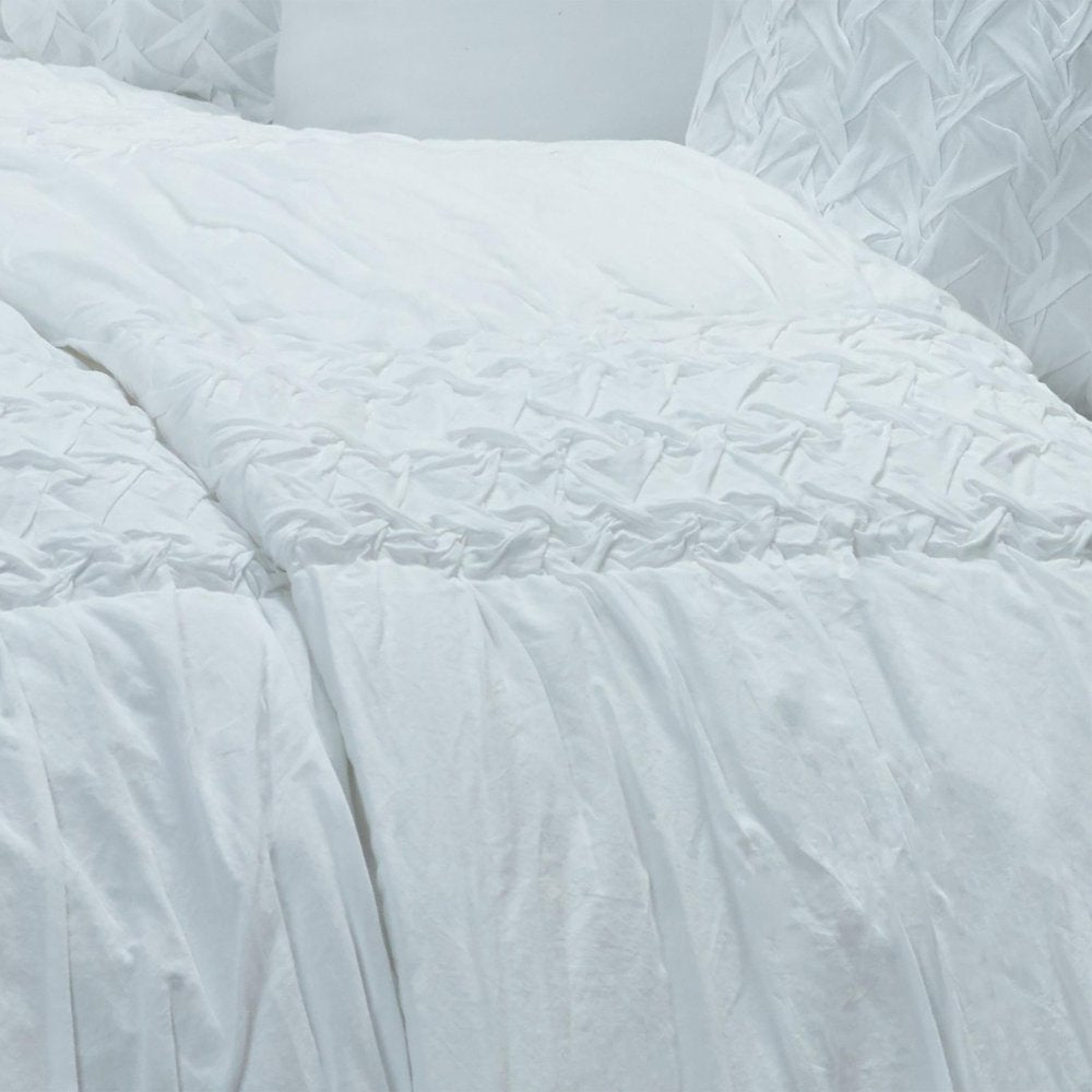 White Geometric King Quilt
