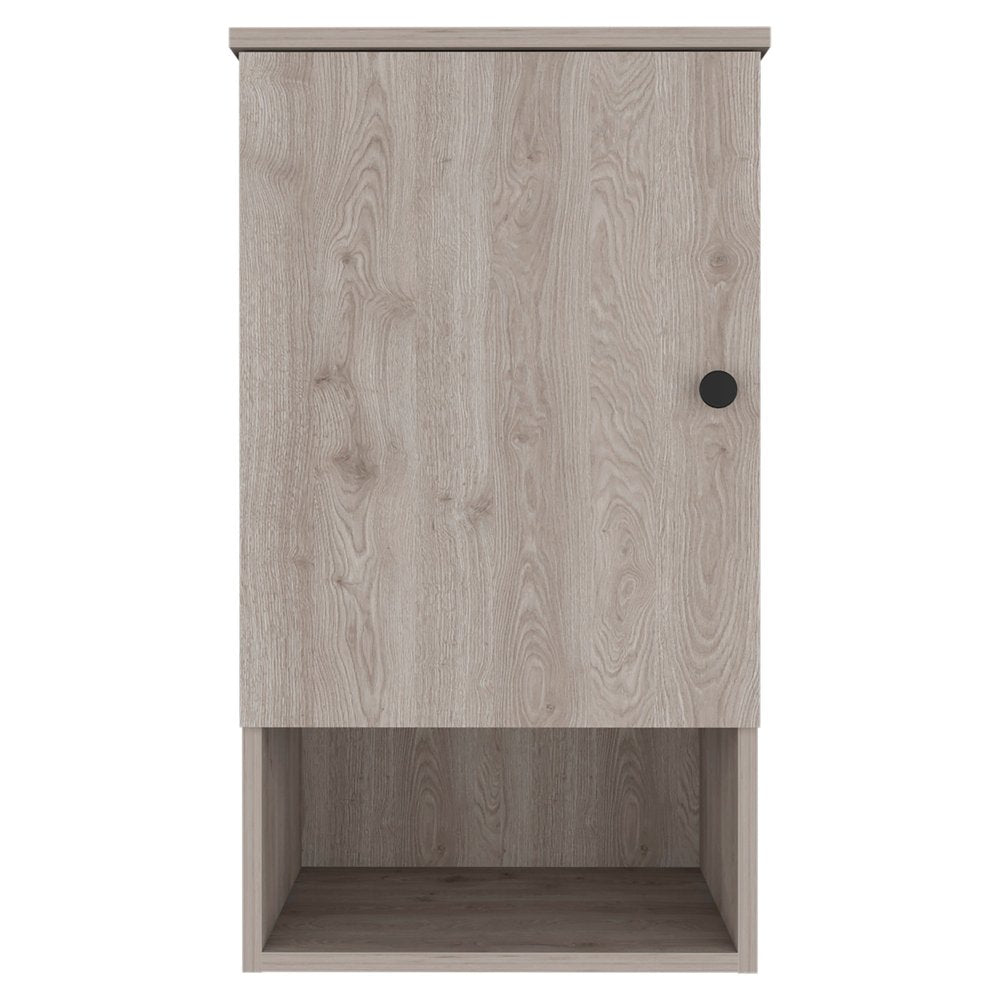 16" Light Gray Wood Floating Single Door Bathroom Vanity And Medicine Cabinet