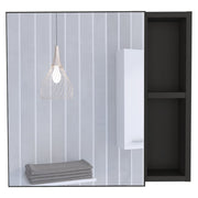 20" Black Wood Floating Single Door Bathroom Vanity And Medicine Cabinet With Mirror