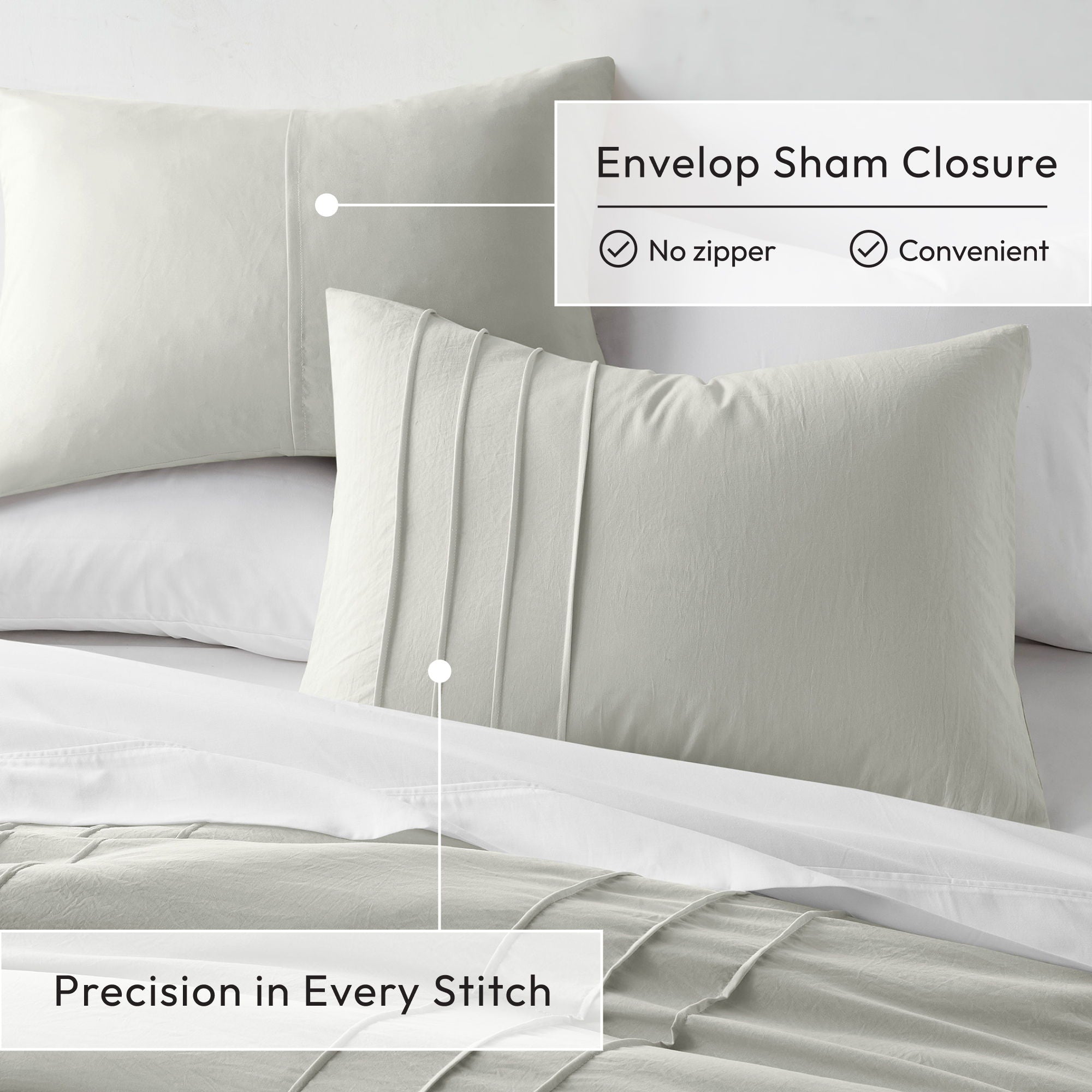 Porter - Soft Washed Pleated Comforter Set - Silver