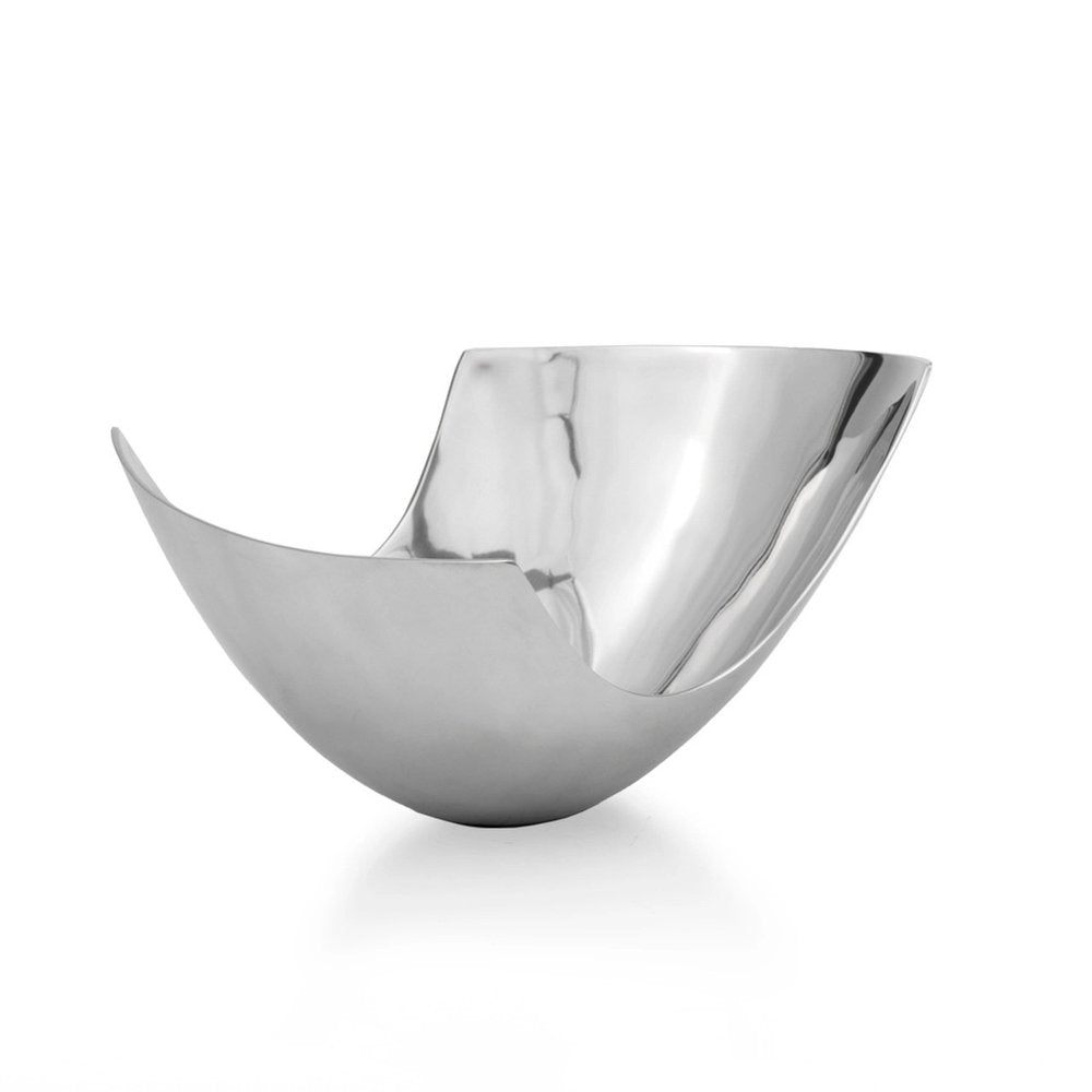 17" Silver Aluminum Modern Abstract Centerpiece Bowl