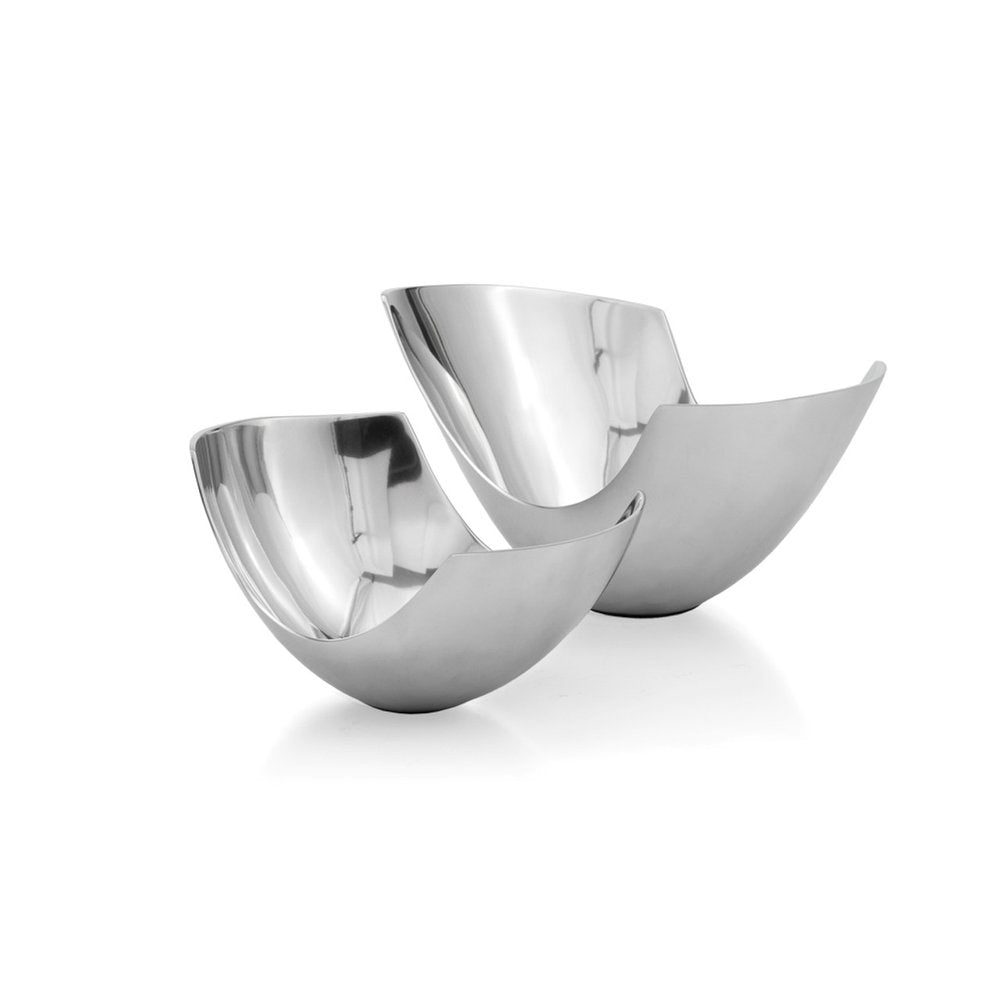 17" Silver Aluminum Modern Abstract Centerpiece Bowl
