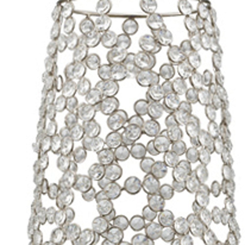 40" Silver Oval Crystal Glass Floor Vase With Faux Crystals