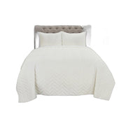 92" X 90" White Chevron Cotton Quilt