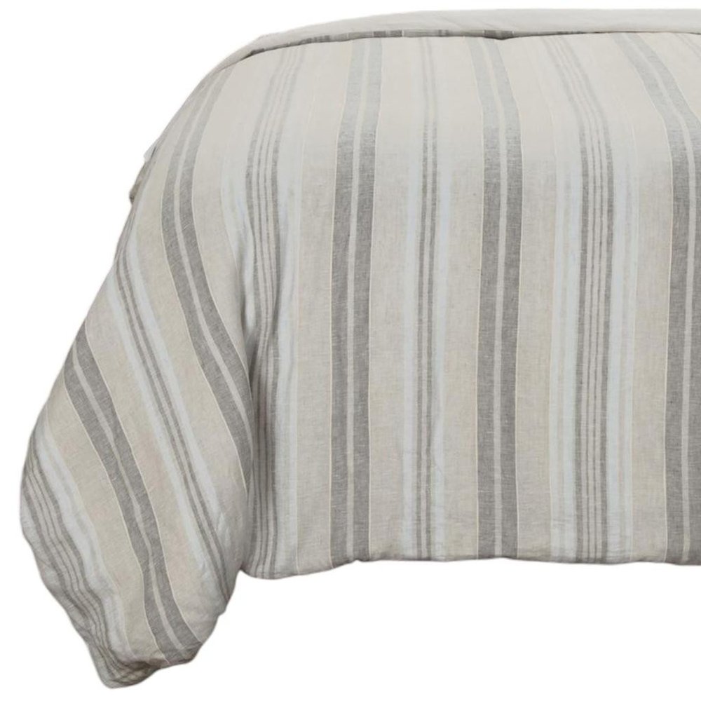 Natural Queen Linen Washable Polyester Duvet Cover