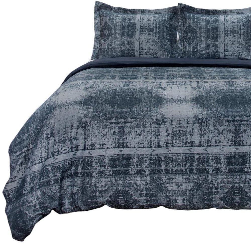 Indigo King Cotton Washable Polyester Duvet Cover Set With Two Shams