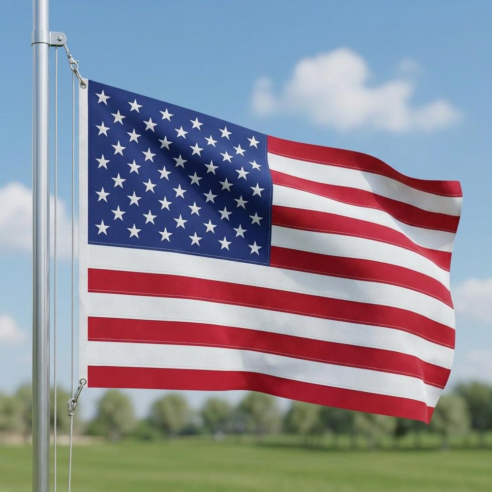 3' x 5' Red White And Blue Embroidered Nylon American Flag